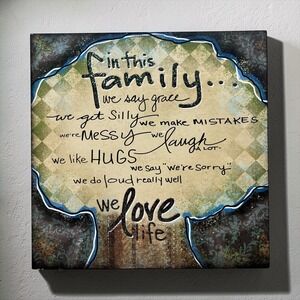 Carson "In This Family We Say Grace" Inspirational Wall Art Plaque Glitter 12x12